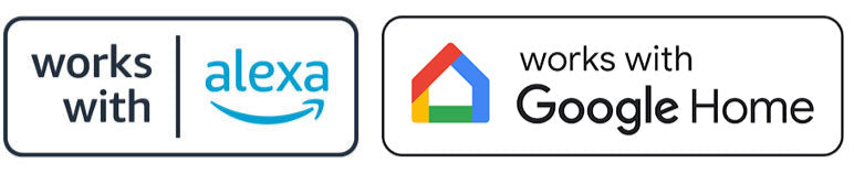 Logos for Alexa and Google Home on a white background